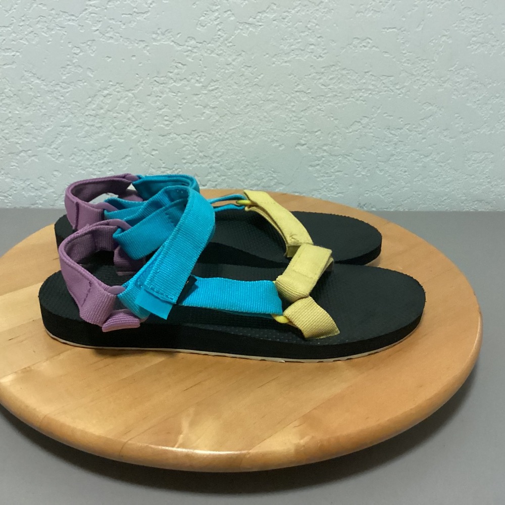 Teva Multicolor Strappy Sandals in Purple, Teal & Yellow